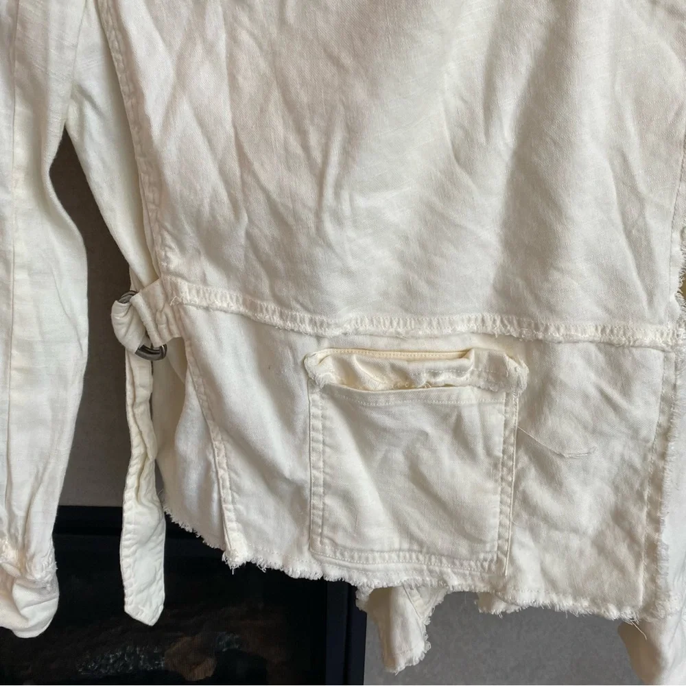 NWOT Free People Rae Femme Ivory Linen Jacket, Size XS